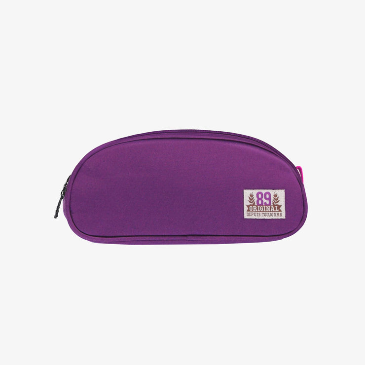 Étui à crayons mauve blocs de couleur, enfant || Purple color-block pencil case, child