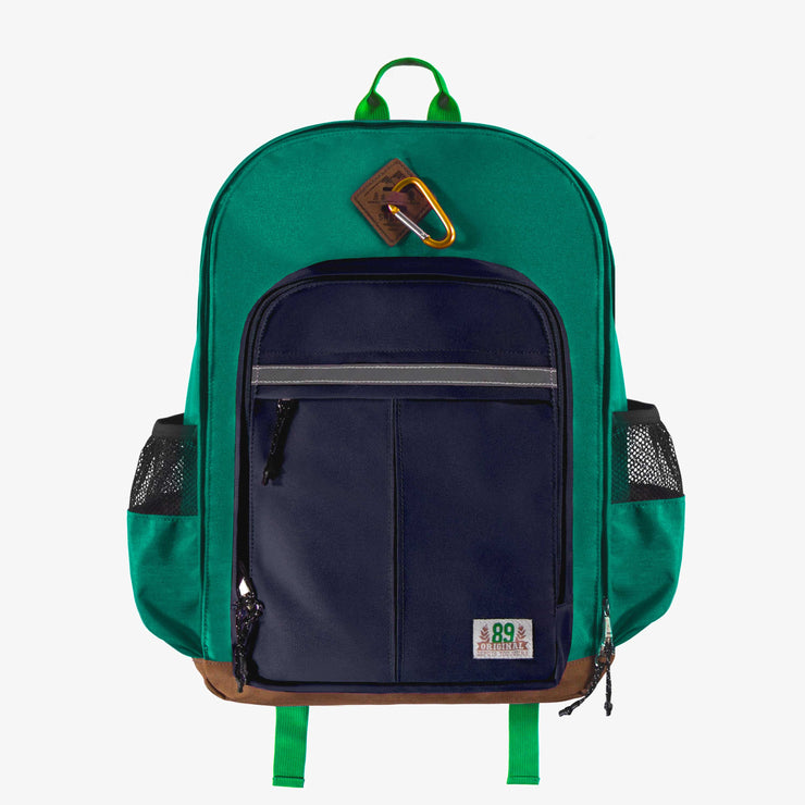 Sac d’école vert avec blocs de couleur - 16L, enfant || Green color-block school bag - 16L, child