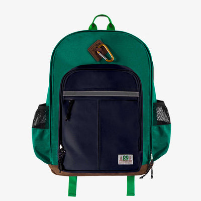 Sac d’école vert à bloc de couleurs, enfant || Green color-block school bag, child
