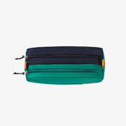 Étui à crayons verte et marine blocs de couleur, enfant || Green and navy color-block pencil case, child