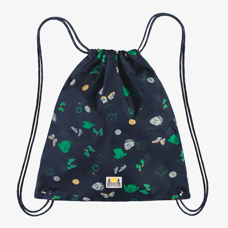 Sac tout usage marine à motif de matériels d'artiste, enfant || Navy all-purpose bag with art supplies all over print, child