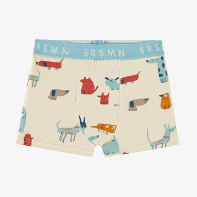 Boxer crème à motif en jersey extensible, enfant || Cream boxer with a print in stretch jersey, child