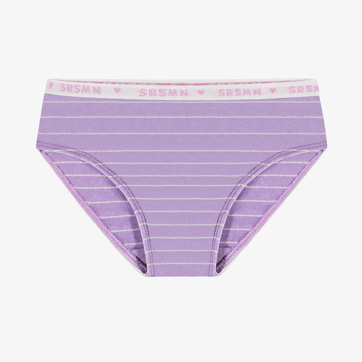 Culotte bikini mauve à rayures en jersey extensible, enfant  || Purple bikini panties with stripes in stretch jersey, child