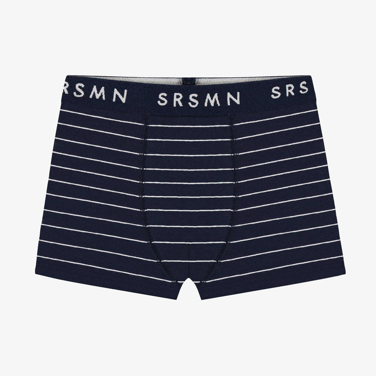 Boxer marine à rayures en jersey extensible, enfant || Navy boxer with stripes in stretch jersey, child