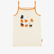 Camisole crème à motifs d'Halloween phosphorescents en jersey extensible, enfant || Cream camisole with phosphorescent Halloween all over print in stretch jersey, child