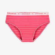 Culotte bikini rose à rayures en jersey extensible, enfant || Pink bikini panties with stripes in stretch jersey, child