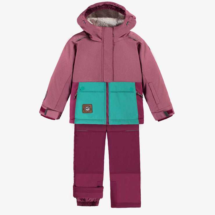 Habit de neige deux pièces rose et turquoise, enfant || Pink and turquoise two piece snowsuit, child