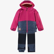 Habit de neige 3 en 1 fuchsia, rose et bleu denim, enfant || 3-in-1 snowsuit fuchsia, pink and denim blue, child