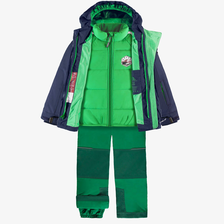 Habit de neige 3 en 1 marine et vert, enfant || Snowsuit 3 in 1 navy and green, child