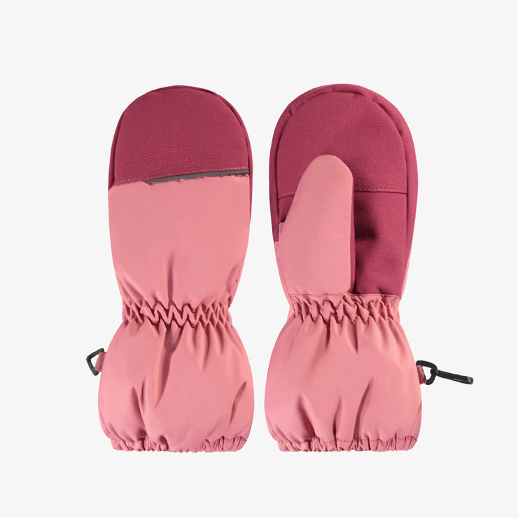 Mitaines roses doublées en Thinsulate™ imperméable, enfant || Pink mittens lined in waterproof Thinsulate™, child