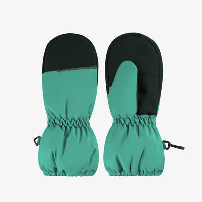 Mitaines bleu aqua doublées en Thinsulate™ imperméable, enfant || Aqua blue and black mittens lined in waterproof Thinsulate™, child