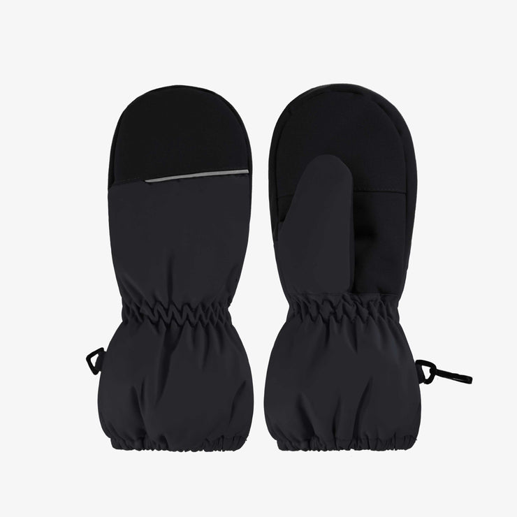 Mitaines noires doublées en Thinsulate™ imperméable, enfant || Black mittens lined in waterproof Thinsulate™, child