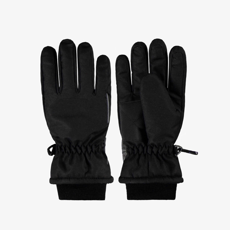 Gants noirs doublés et imperméables en Thinsulate™, enfant || Waterproof Thinsulate™ lined black gloves, child