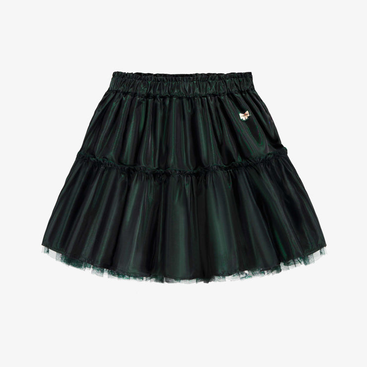 Jupe émeraude en taffetas et tulle aux multiples volants, enfant  || Emerald skirt in taffeta and tulle with multiple ruffles, child