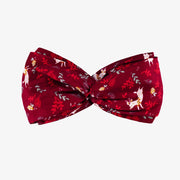 Bandeau rouge à motifs des fêtes avec noeud, enfant || Red holiday twisted headband, child