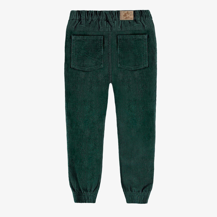 Pantalon vert de coupe décontractée en velours côtelé, enfant || Green relaxed fit pants in corduroy, child