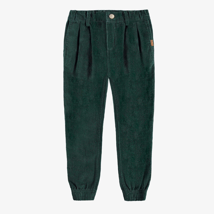 Pantalon vert de coupe décontractée en velours côtelé, enfant || Green relaxed fit pants in corduroy, child