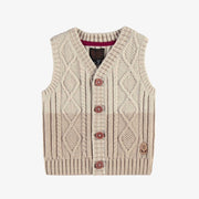 Débardeur beige en maille torsadée, enfant || Beige cable-knit sleeveless vest, child