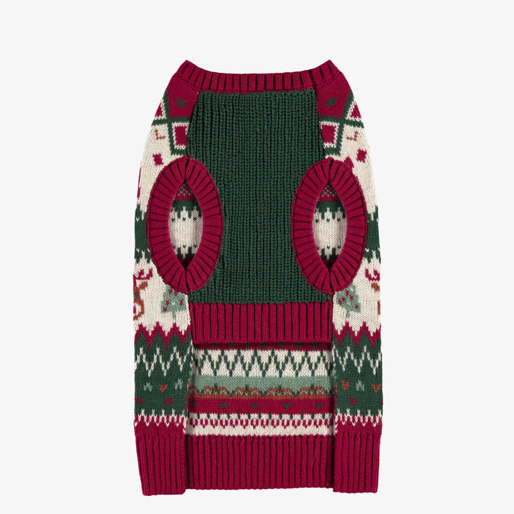 Chandail de maille rouge et vert à motifs des fêtes pour animaux||Red and green knit sweater with holiday all-over print for animals