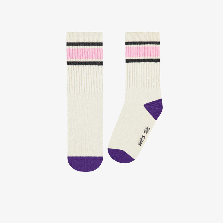 Chaussettes crème avec rayures, enfant || Cream socks with stripes, child