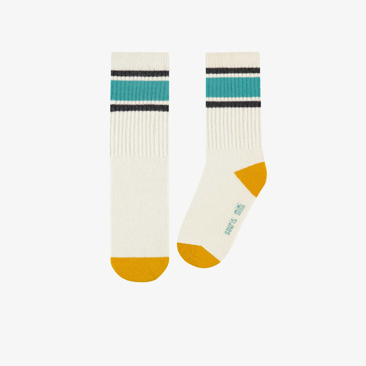 Chaussettes crème avec rayures, enfant || Cream socks with stripes, child