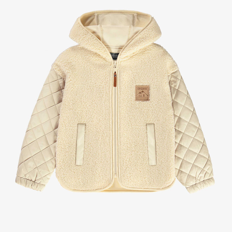 Veste beige a capuchon avec fermeture eclair en sherpa et peluche enfant Souris Mini Souris Mini