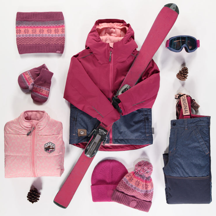 Habit de neige 3 en 1 fuchsia, rose et bleu denim, enfant || 3-in-1 snowsuit fuchsia, pink and denim blue, child