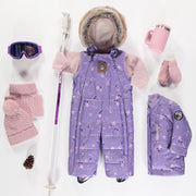 Violet two-piece snowsuit with all over print, baby