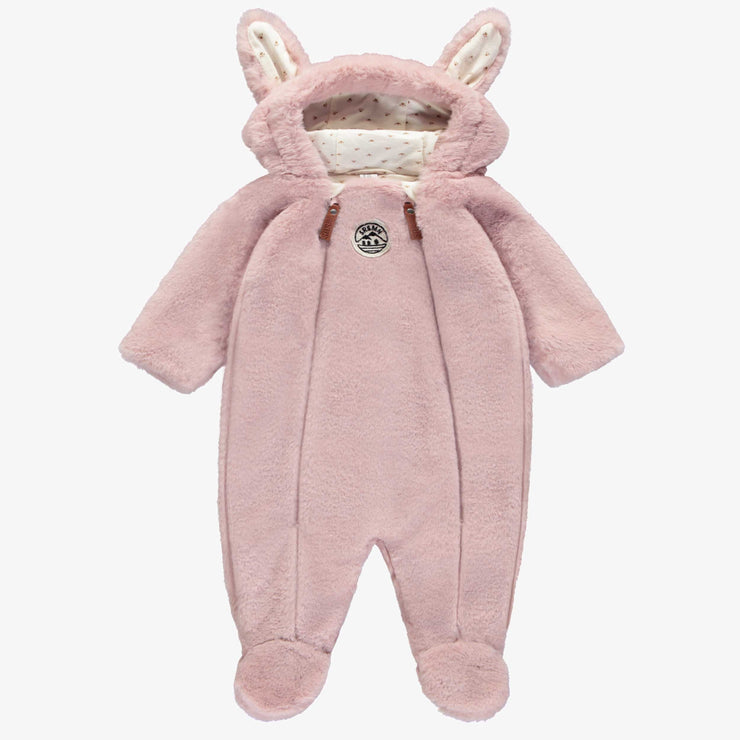 Une pièce rose en peluche synthétique, naissance || Pink one piece in synthetic plush, newborn