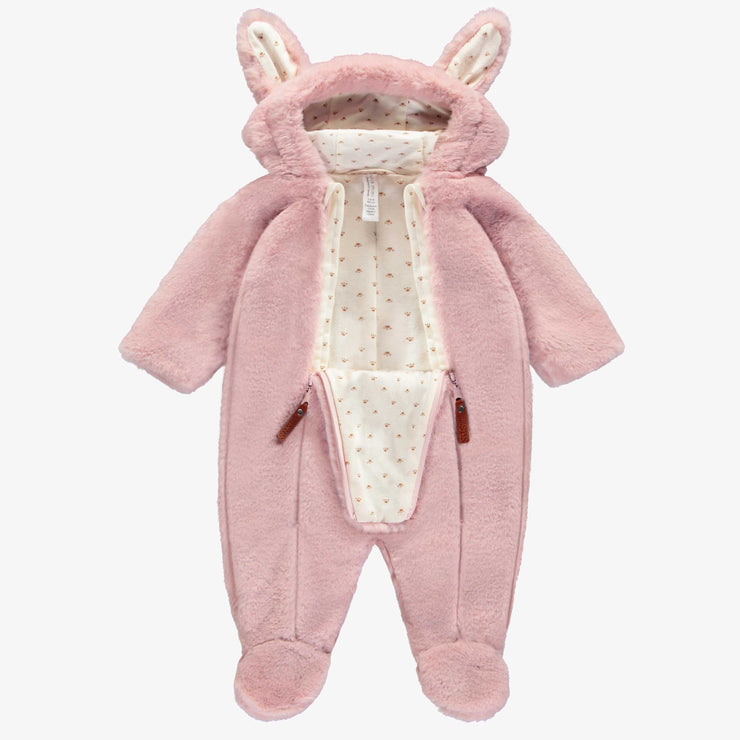 Une pièce rose en peluche synthétique, naissance || Pink one piece in synthetic plush, newborn