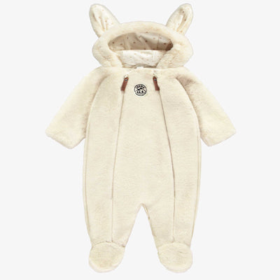 Une pièce crème en peluche synthétique, naissance || Cream one piece in synthetic plush, newborn