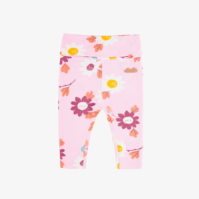 Legging lilas fleuri en jersey, naissance || Floral lilac legging in organic jersey, newborn