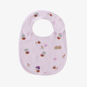 Bavoir lavande à motifs de canetons en jersey crêpé biologique, naissance || Lavender bib with ducks print in organic crinkle jersey, newborn