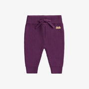 Pantalon de maille mauve style jogging, naissance || Purple knitted pants jogger style, newborn