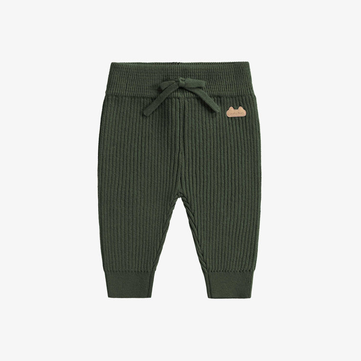 Pantalon vert en maille style jogging, naissance || Green knitted pants jogger style, newborn