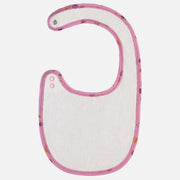 Bavoir mauve à motifs en jersey double-face, naissance || Purple bib with all over print in double-faced jersey, newborn