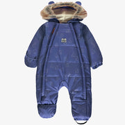 Habit de neige une-pièce bleu à motifs, naissance || One-piece blue snowsuit with print, newborn