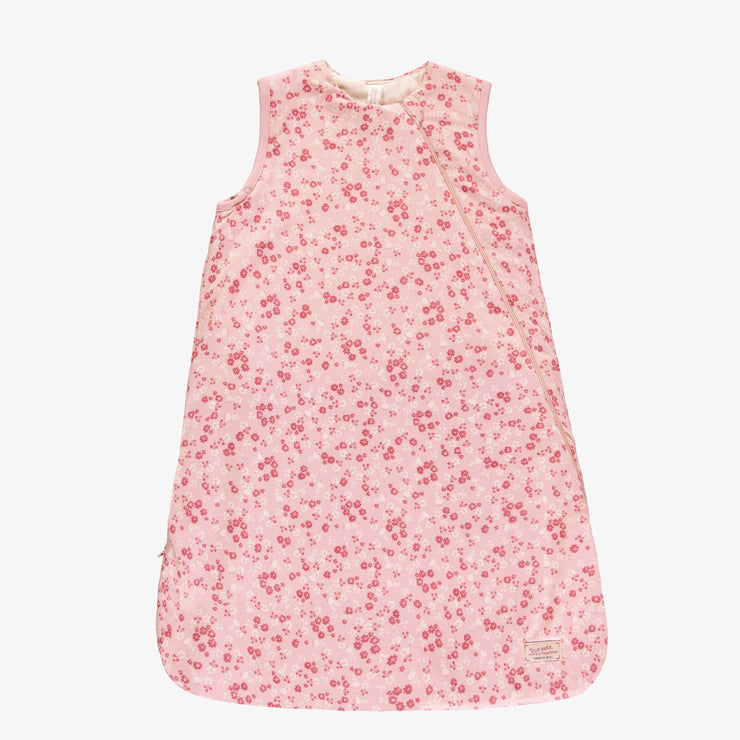 Gigoteuse rose à motifs de fleurs en doux jersey, naissance || Pink sleeping bag with flower all over print in soft jersey, newborn