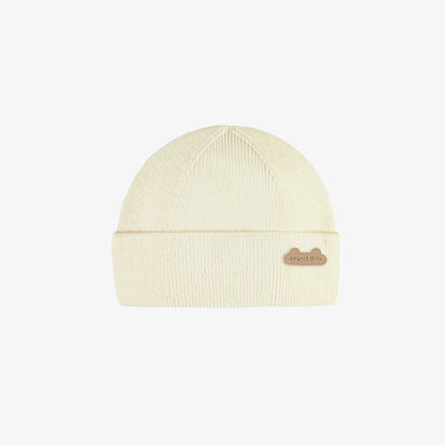 Tuque de maille crème, naissance || Cream knitted toque, newborn