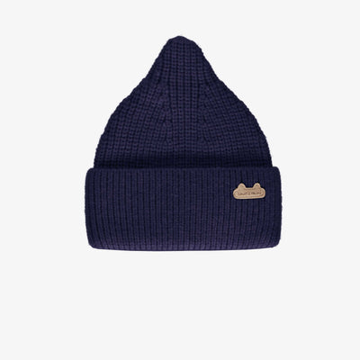 Bonnet marine en douce maille, naissance || Navy hat in soft knit, newborn