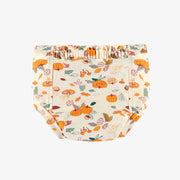 Couche réutilisable ultramince SM+ crème à motif automnal, bébé || SM+ ultra-thin cream reusable diaper with autumnal all over print, baby