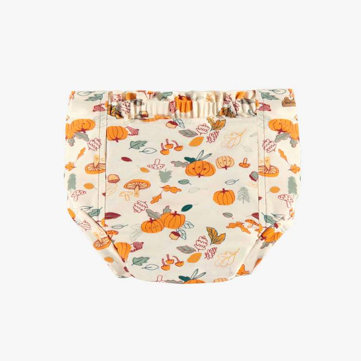 Couche réutilisable ultramince SM+ crème à motif automnal, bébé || SM+ ultra-thin cream reusable diaper with autumnal all over print, baby