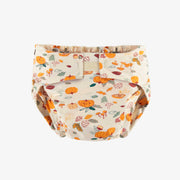 Couche réutilisable ultramince SM+ crème à motif automnal, bébé || SM+ ultra-thin cream reusable diaper with autumnal all over print, baby