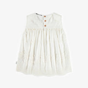 Camisole crème avec broderies en voile de coton, enfant || Cream tank top with embroideries in cotton veil, child