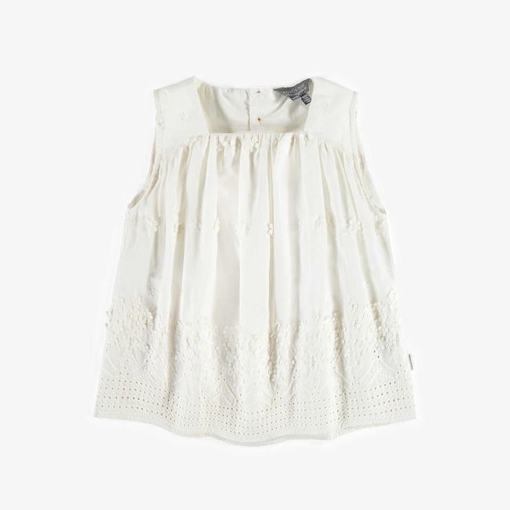 Camisole crème avec broderies en voile de coton, enfant || Cream tank top with embroideries in cotton veil, child