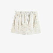 Short crème avec broderies en voile de coton, enfant || Cream embroidered short in cotton veil, child