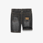 Short coupe régulière en denim extensible, gris moyen, enfant || Relaxed fit shorts in stretch medium grey denim, child