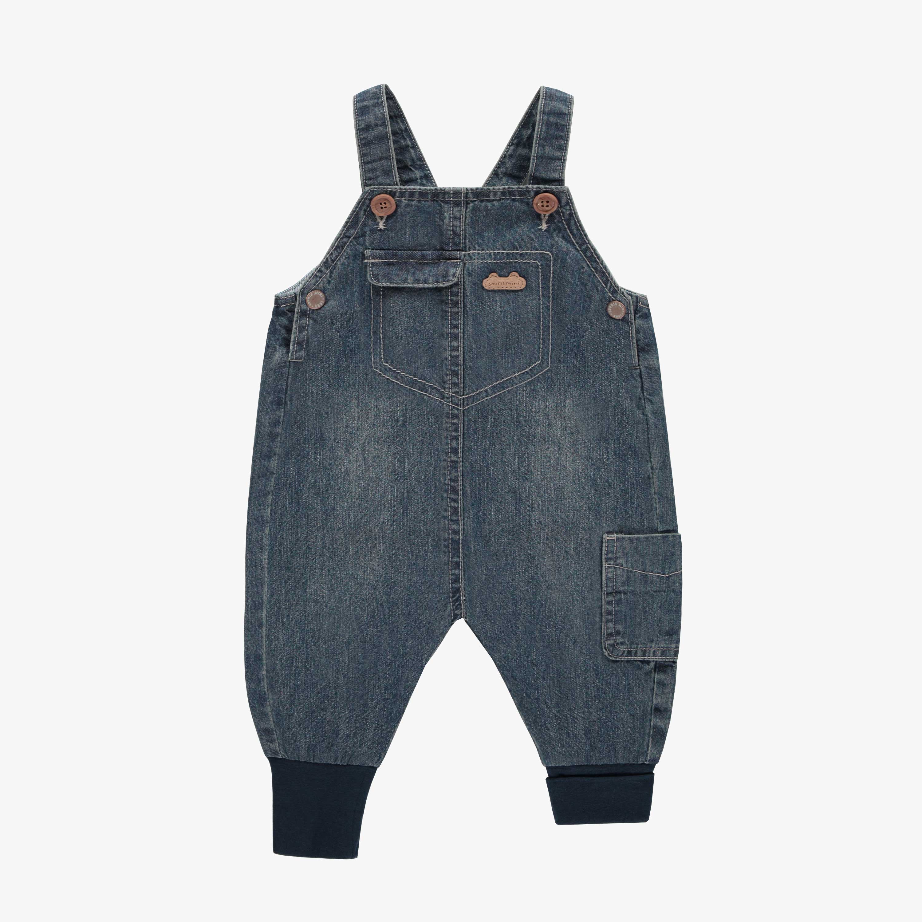 Lightweight dark blue denim relaxed fit and evolutive overalls