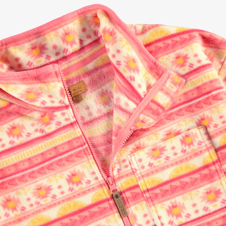 Veste de polar rose à motifs et col montant, adulte || Pink fleece vest with all over print and high collar, adult