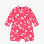 Maillot de bain une pièce rose à motifs de flamants roses, bébé || Pink one piece swimsuit with flamingo all over print, baby